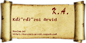 Körözsi Arvid névjegykártya